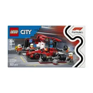 LEGO City - Boxa si mecanici F1 cu masina Ferrari 60443, 322 piese