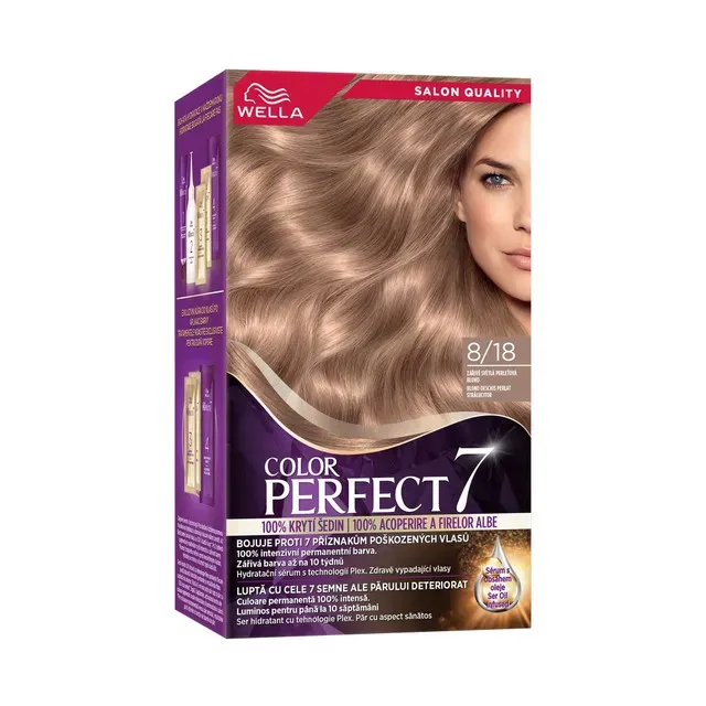 Vopsea de par permanenta Wella Color Perfect 8/18 Blond Deschis Perlat Stralucitor, 135 ml