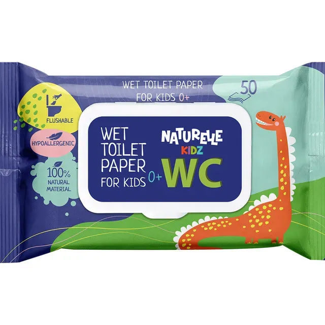 Hartie igienica umeda Naturelle Kids, 50 bucati