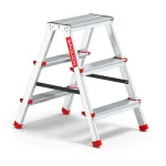 Scara pliabila, Baulich, aluminiu, 2x3 trepte, inaltime 0,63 m, capacitate maxima 125 kg, compacta, argintiu, pentru uz casnic