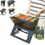 Gratar portabil pliabil, maner anti-incalzire, usor de montat si depozitat, mini gratar de masa pentru camping, gradina, plaja si picnic, 40.5 cm