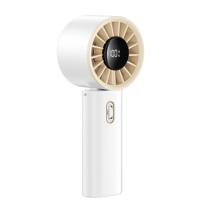 Ventilator Ultra Portabil, Afisarea nivelului bateriei, Motor fara perii, Viteza infinit variabila, 3 in 1, De Mana, De Birou, De Gat, Pliabil, Alb