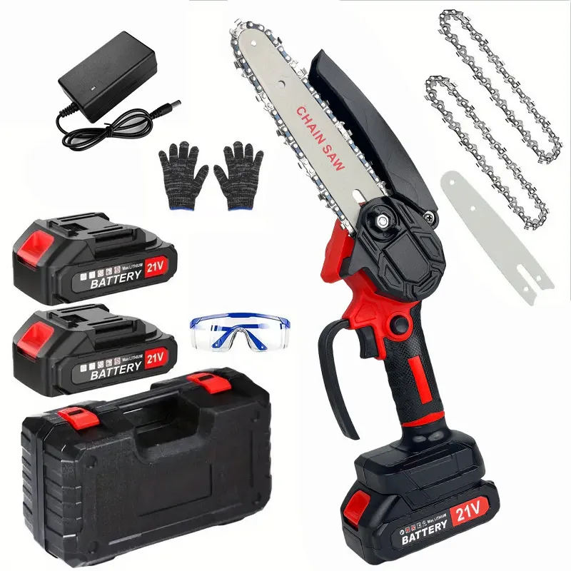 Fierastrau electric portabil 21V, 4&6 inch, 2 acumulatori, rosu, set