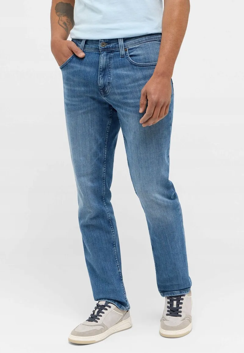 Blugi Barbati, Mustang, Washington Straight, Straight Fit, Talie Medie, 5 Buzunare, Fermoar, Lungi, Bumbac, W34-L32 US, Albastru