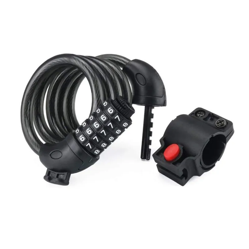 Antifurt bicicleta cu cifru, Axroad Mall, Prevenirea furtului vehicule, Parola 5 cifre, Suport de atasare inclus, Usor de transportat, Pentru motociclete, scutere si biciclete, Otel/PVC, 120cm, Negru