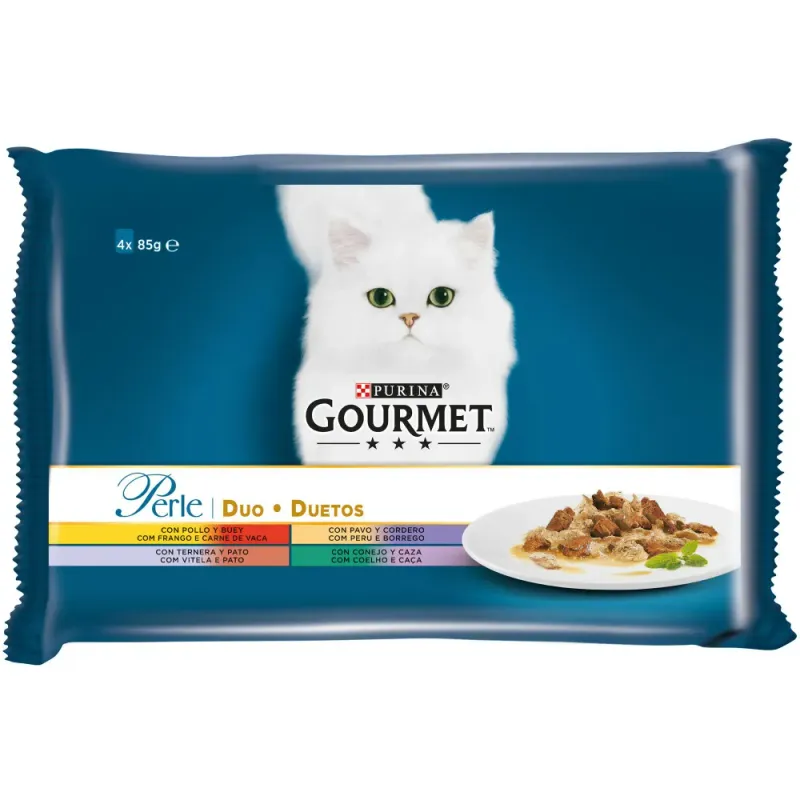 Hrana umeda pentru pisici Purina Gourmet Perle, mix de carne, 4 x 85 g