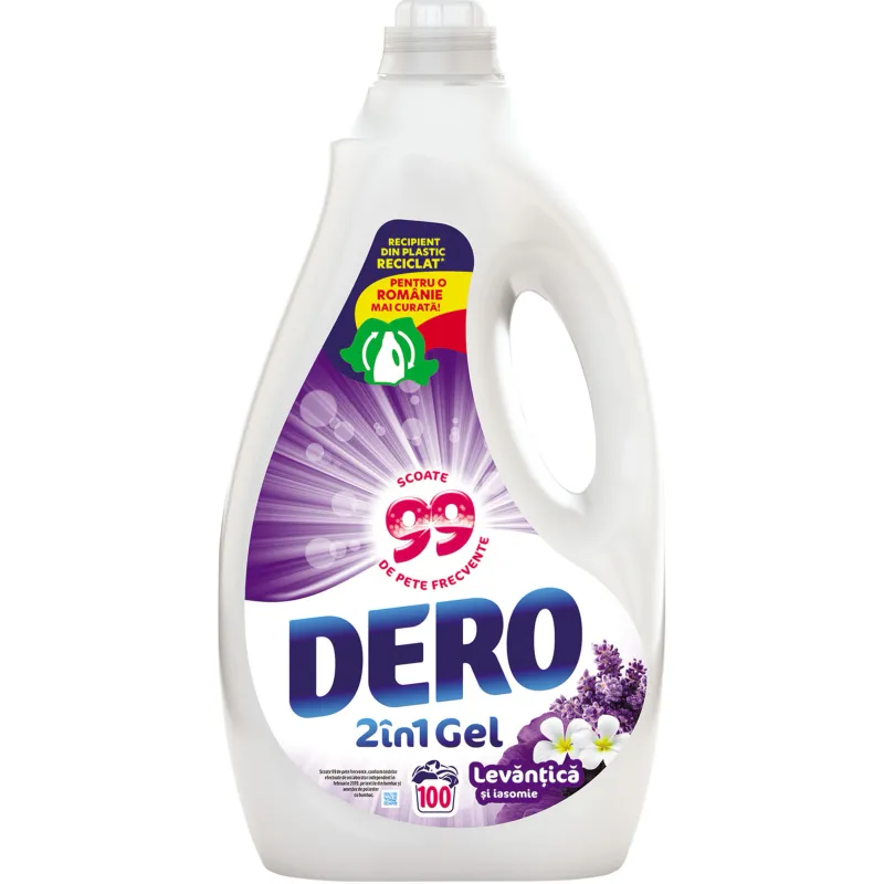 Detergent de rufe lichid Dero 2in1 Levantica si iasomie, 100 spalari, 5L