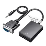 Convertor adaptor VGA tata la HDMI mama, cablu audio inclus, cablu alimentare microUSB inclus, negru