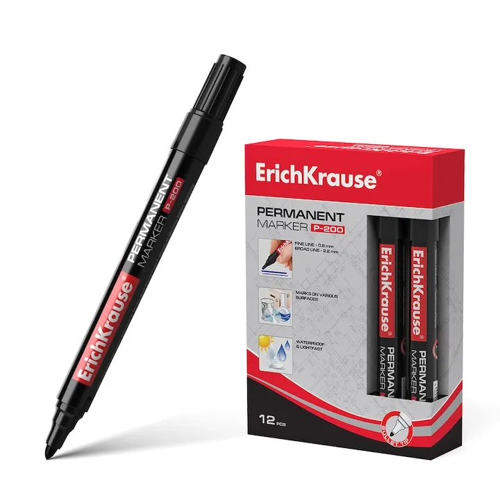 Marker permanent ErichKrause P-200 Negru 1BUC