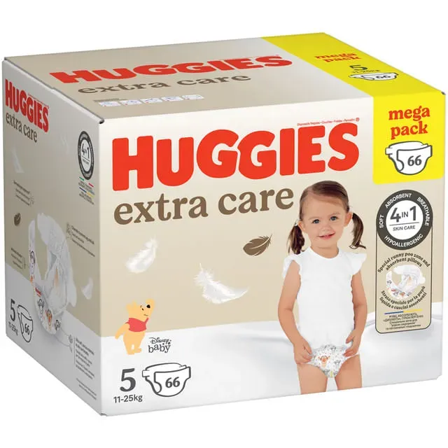 Scutece Huggies Extra Care, marimea 5, 11 - 25 kg, 66 bucati