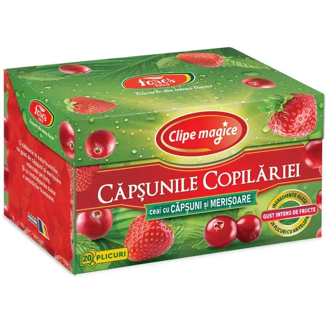 Ceai de capsuni si merisoare Fares Clipe Magice, 20 plicuri