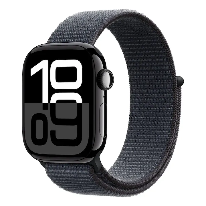 Ceas inteligent Apple Watch Series 10, OLED, 374x446 px, 4G, Wi-Fi, GPS, negru, 42 mm