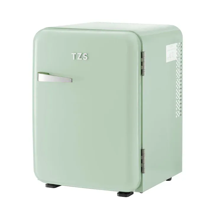 Retro mini frigider TZS First Austria 40L mint – minibar silentios 22dB cu LED, design vintage elegant, camping, birou, dormitor, hotel