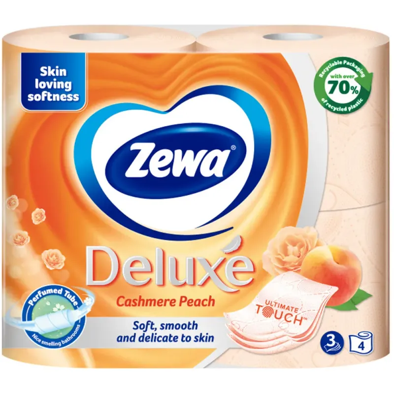 Hartie igienica Zewa Deluxe Cashmere Peach 4 role, 3 straturi