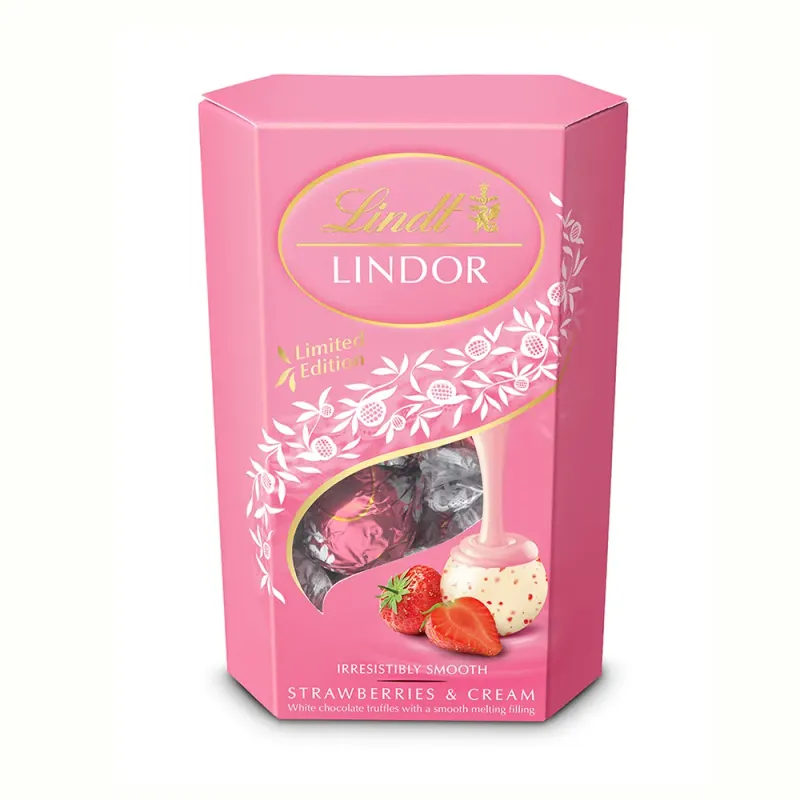 Praline Lindt Lindor cu crema de capsuni, 200 g