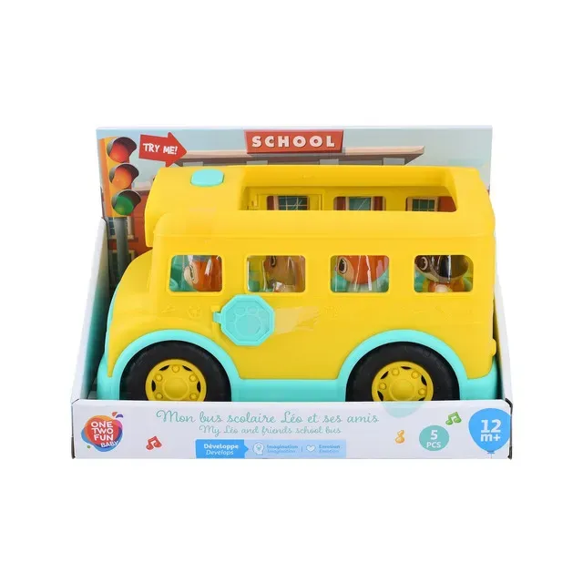 Autobuz scolar cu lumini si sunete One Two Fun, 5 piese