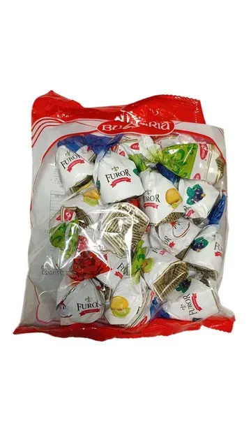 Bomboane cu glazura de ciocolata si umplutura de jeleu si de fondanta Bucuria Furor, 250 g