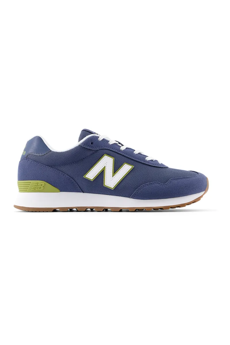 New Balance, Pantofi sport 515 din plasa cu logo, Alb, Albastru inchis, 8.5