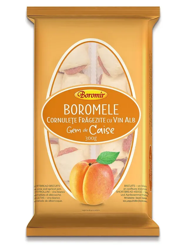 Cornulete cu gem de caise Boromir Boromele, 300 g