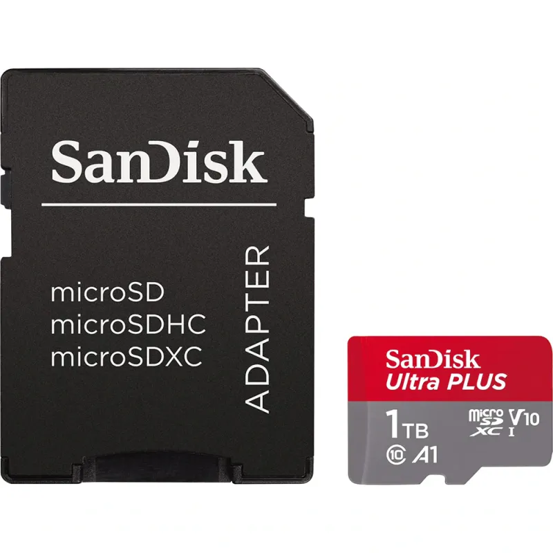 Card de memorie SANDISK Ultra Plus microSDXC, 1TB, 150MB/s, clasa 10/U1/A1, UHS-I, adaptor