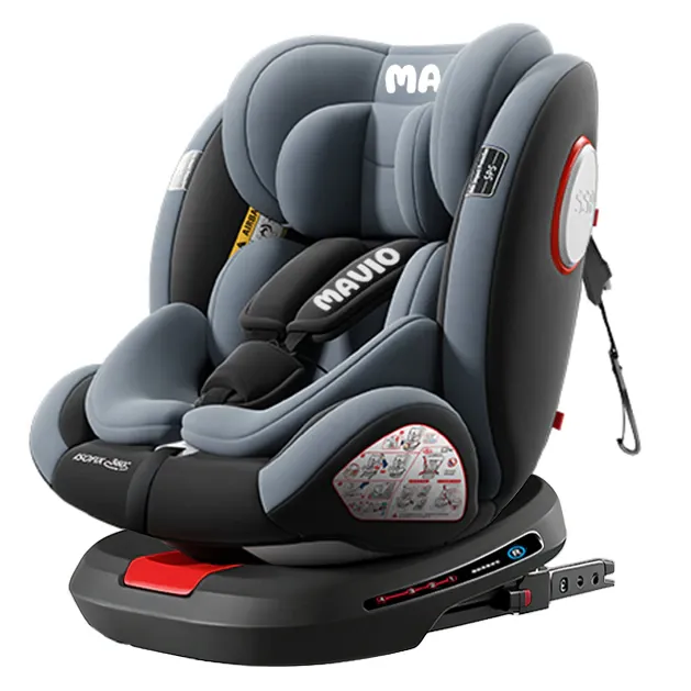 Scaun Auto Bebelusi Mavio®, Model Asento, 40-150 cm, Rotatie 360 de grade, ISOFIX, Copii intre 0 - 12 ani, Omologat i-Size R129, Protectie Impact Lateral, Centura de Siguranta 5 Puncte, Tetiera Reglabila, Pozitie de Somn, Husa Detasabila, Gri Inchis