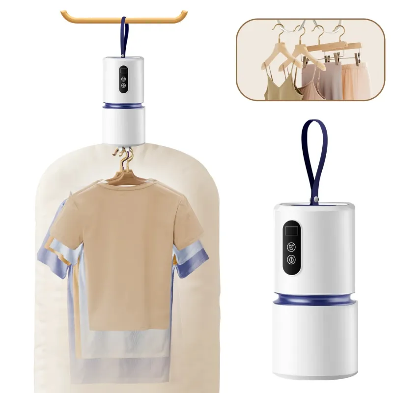 Uscator de rufe portabil pliabil, MOSMAOO®, Cu sac inclus, Capacitate 5 KG, Uscare Rapida la Temperatura Constanta, Silentios, Circulatie de Aer Cald la 360°, 85×85×166mm, Alb
