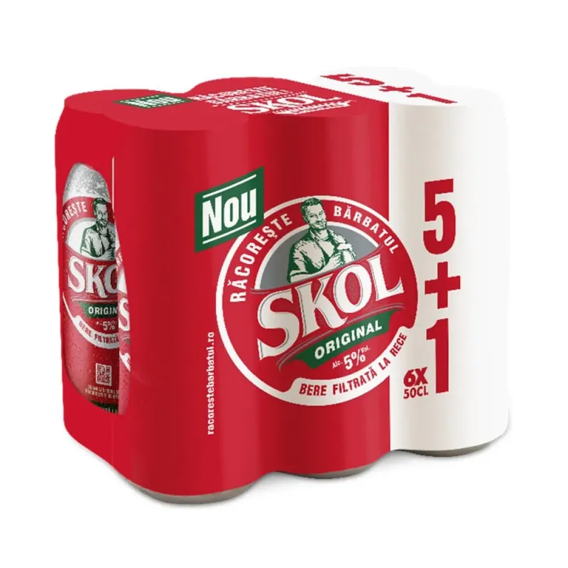 Bere blonda Skol, 5+1 x 0.5 l