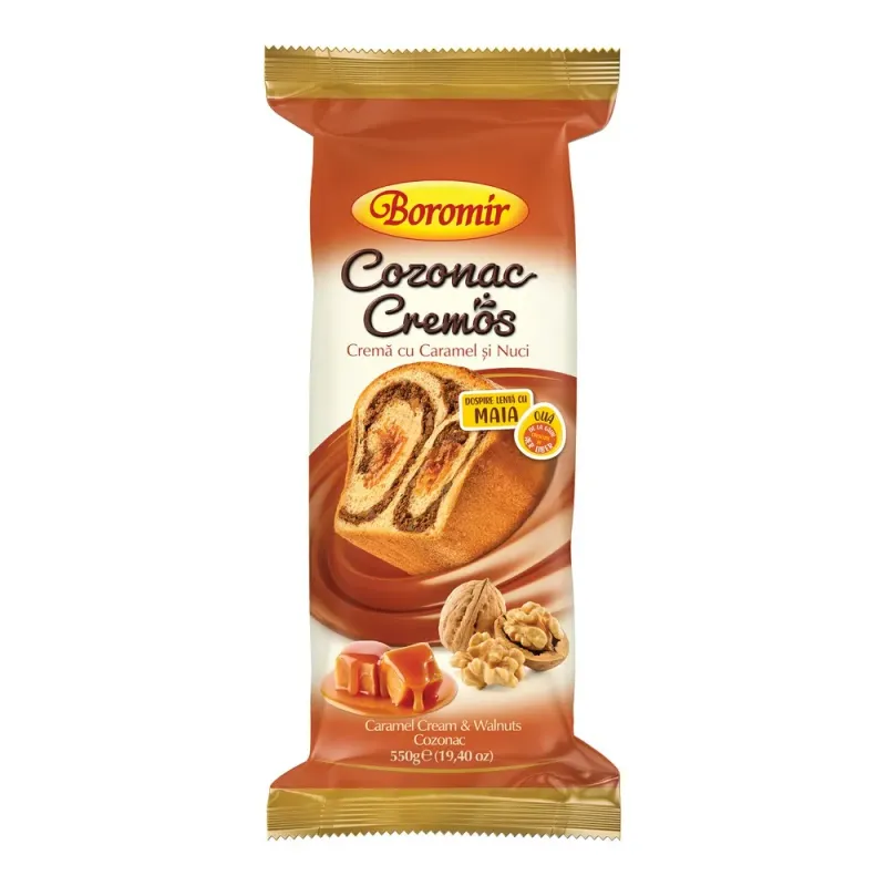 Cozonac Boromir cu crema de caramel si nuci, 500 g