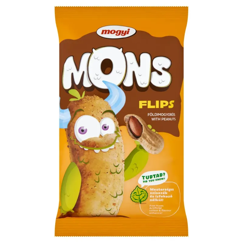 Pufuleti porumb cu arahide Mogyi MONS Flips, 40 g