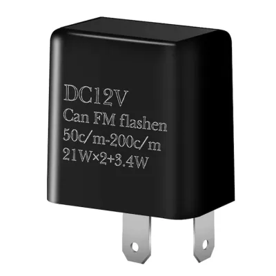 Releu de semnalizare LED si becuri, cu 2 pini, Hggzeg, Releu de semnalizare compatibil LED si becuri, Reglabil, Materiale ignifuge, Anti rugina, 12V, 2 x 21W, Pentru moto, trotineta electrica, scuter sau Atv, ABS, 35 x 30mm, Negru inchis