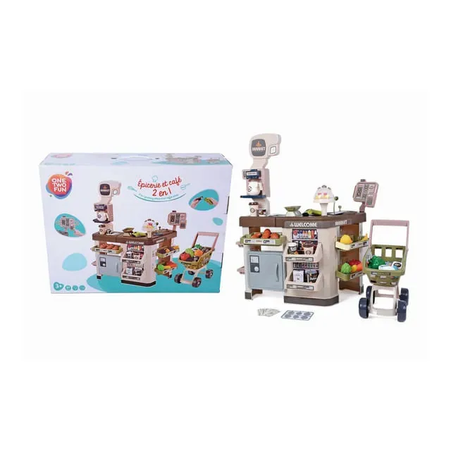 Set de joaca 2 in 1 One Two Fun, magazin si cafenea