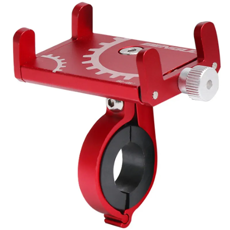 Suport de Telefon pentru Bicicleta/Motocicleta/Scuter/Trotineta, SINBINTA, Montaj pe Ghidon, Brat de clema puternic, Design cu patru gheare, Rezistent apa si socuri, Montare usoara, Aliaj de aluminiu, 9x5.5x2.7cm, Rosu