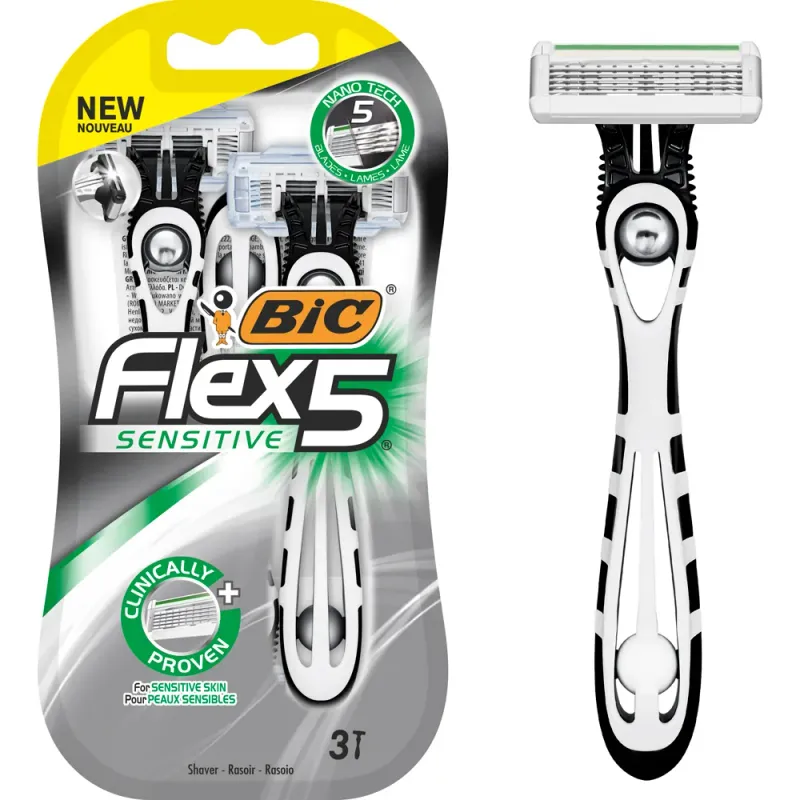 Aparat de ras dispozabil BIC Flex 5 Sensitive, 5 lame, 3 bucati