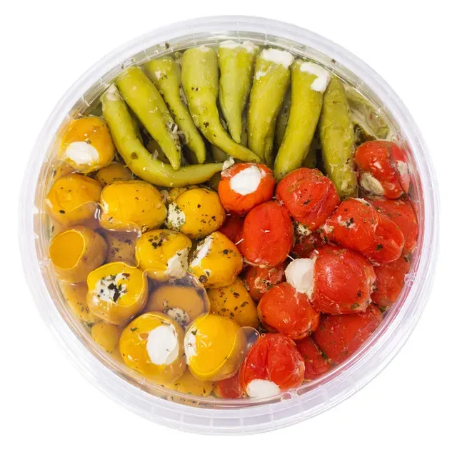 Mix ardei verzi, galbeni si rosii umpluti cu crema de branza Pepe Rosso, 1 kg