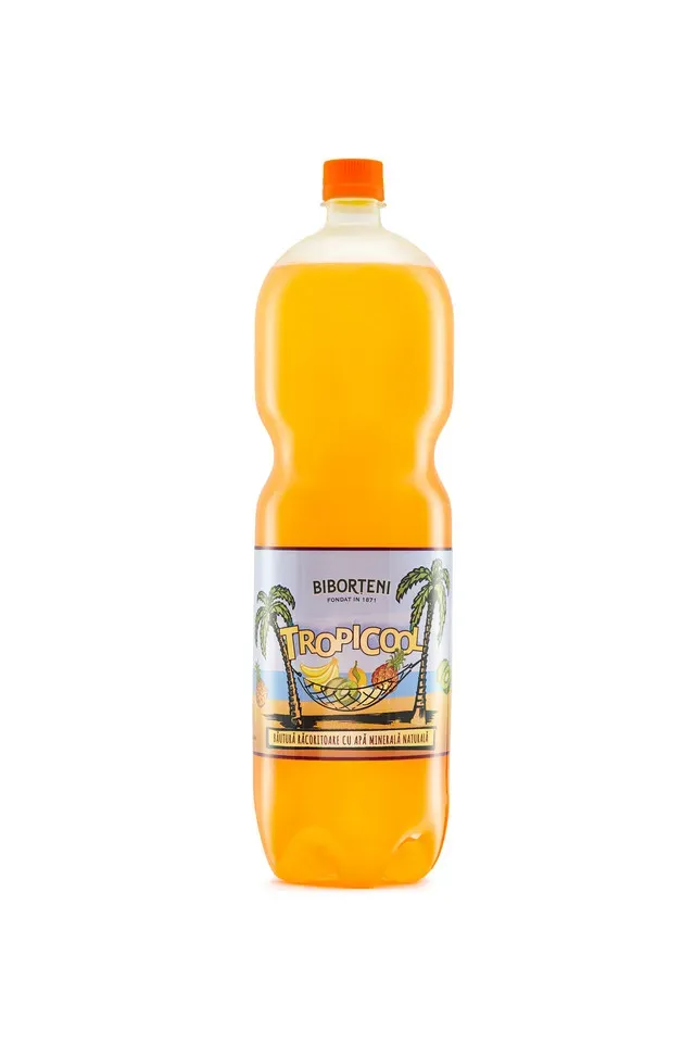 Bautura carbogazoasa cu aroma de fructe Biborteni Tropicool Exotic, 2 l
