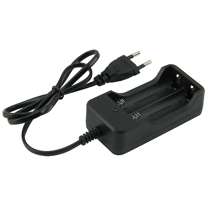 Incarcator pentru 2 acumulatori 18650 Li-Ion, conectare la priza 220V, negru