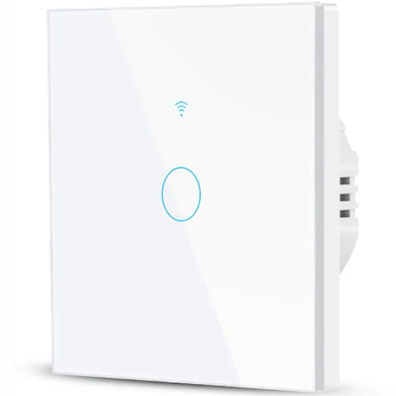 Intrerupator inteligent cu touch Rovo FN1C, Wi-Fi, fara nul, 1 canal, 10A, RF 433MHz, sticla securizata, Tuya, Life Smart, compatibil Amazon Alexa/Google Assistant, Alb