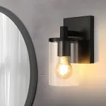 Aplica LED de perete, Goeco, design industrial, metal si sticla, negru, 23x14x12cm