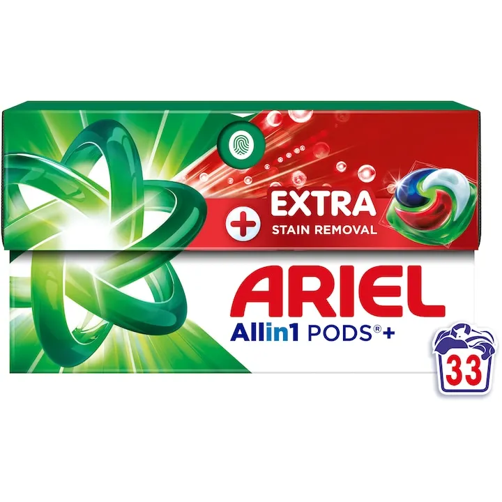 Detergent de rufe capsule Ariel Allin1 PODS + Extra Stain Removal, 33 Spalari