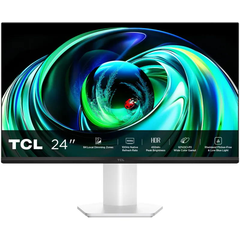 Monitor Mini LED TCL 24G54, 23.8", Full HD (1920x1080), VA, 100Hz, 5ms GTG, DisplayHDR400, Flicker Free, Low Blue Light, HDMI 1.4, VGA, Jack, VESA 75x75mm, Alb