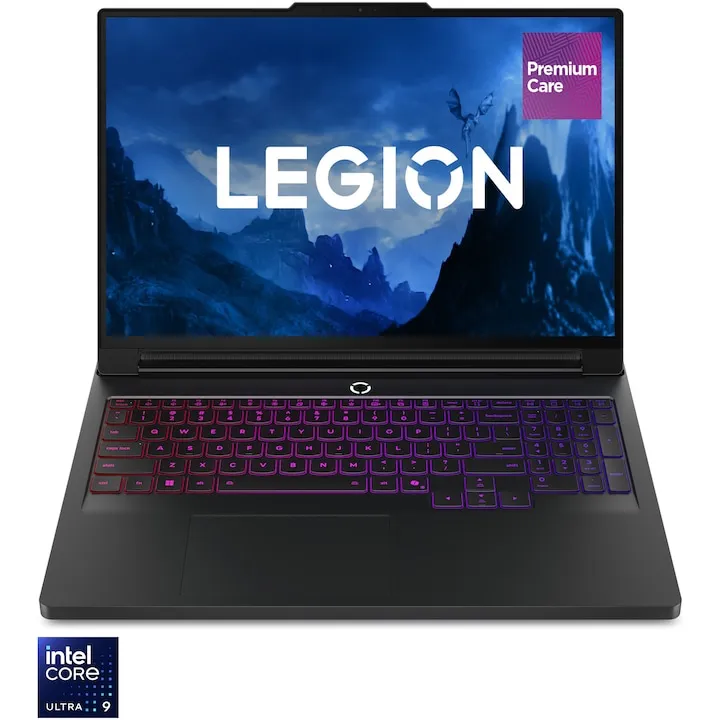Gaming Lenovo Legion Pro 7 16IAX10H cu procesor Intel® Core™ Ultra 9 275HX pana la 5.4GHz, 16" WQXGA, OLED, 240Hz, 32GB DDR5 RAM, 1TB SSD, NVIDIA® GeForce RTX™ 5080 16GB GDDR7, No OS, Eclipse Black, 3y on-site Premium Care