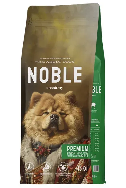 Hrana uscata pentru caini adulti Noble, miel si orez, 15 kg