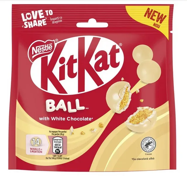 Bile cu ciocolata alba Kit Kat Ball, 140 g