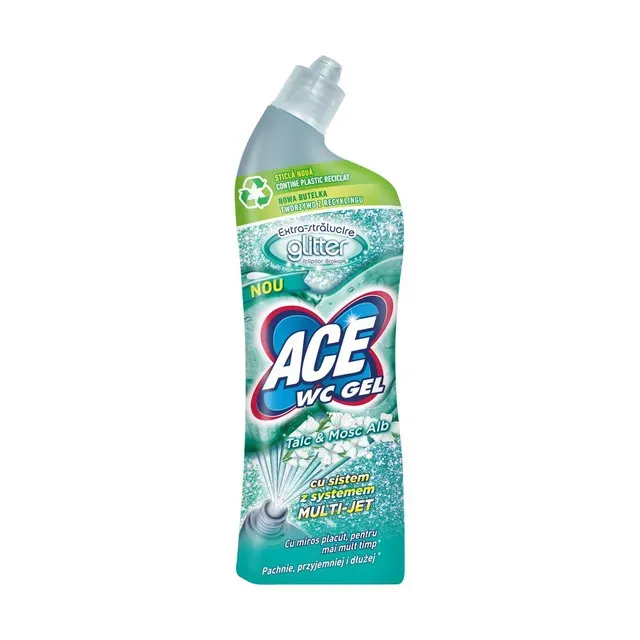 Gel igienizant toaleta Ace Glitter Talc & Mosc alb, 700 ml