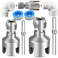 Cap filetat tevi, 4 piese, Filet NPT 1/2"-3/4", Aliaj + plastic, Durabil si compact, PVC compatibil cu burghiu electric, instrument de taiere a filetului de teava cu functie dubla pentru reparatii la domiciliu