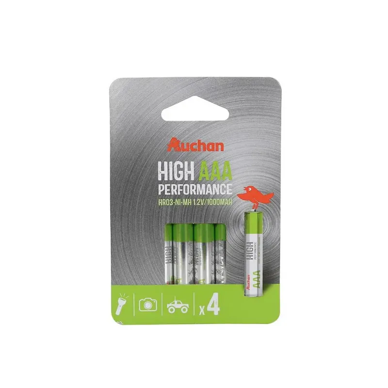 Set baterii Auchan Premium HR03 AAA, 1000 ma
