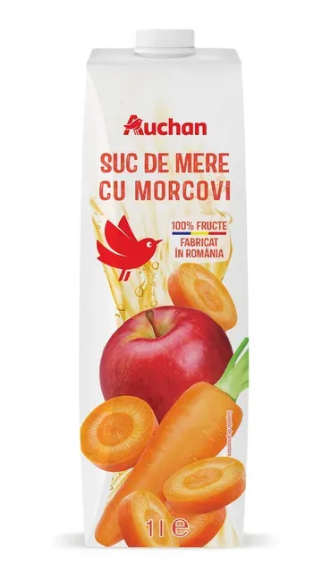 Suc de mere cu morcovi Auchan, 1 l