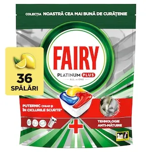 Detergent pentru masina de spalat vase Fairy Platinum Plus, 36 spalari