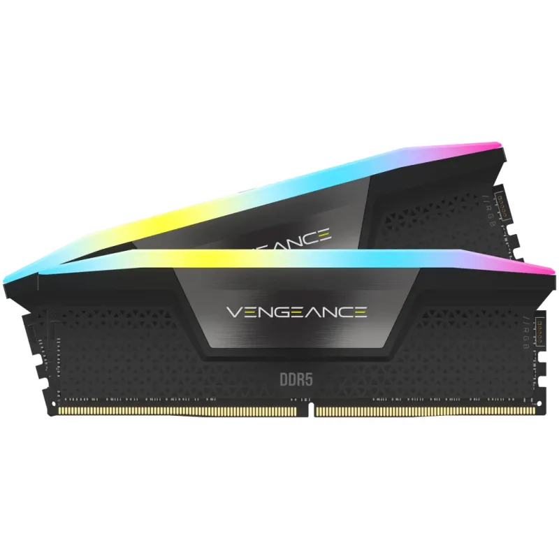 Memorie Corsair Vengeance RGB 32GB, DDR5, 6000MHz, CL38, 2x16GB, Intel XMP, Negru