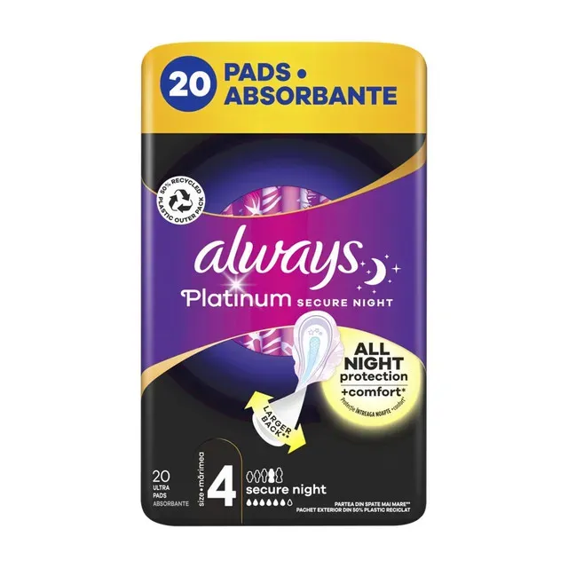 Absorbante Always Platinum Secure Night, 20 buc